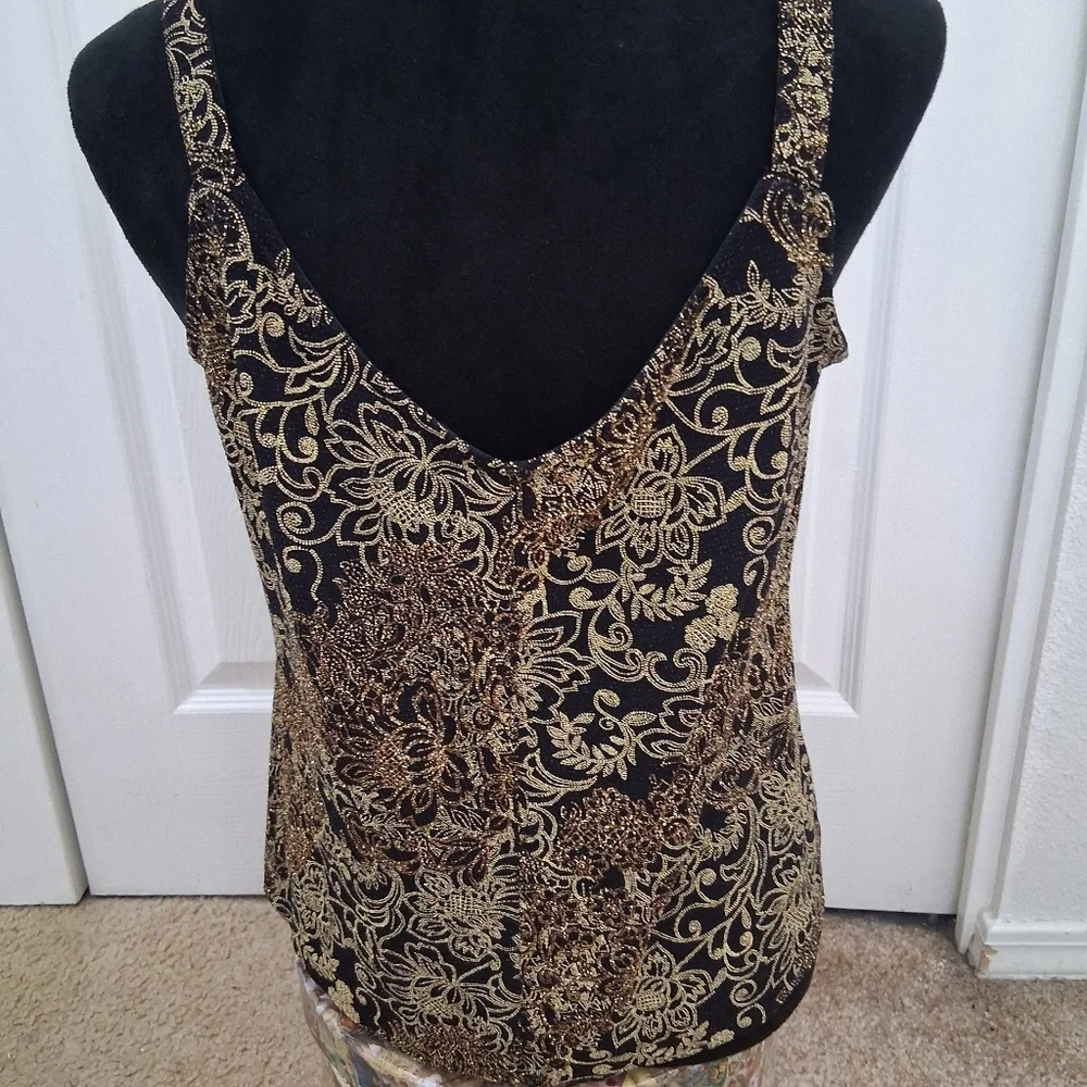 Vintage Alex Evenings Formal Black & Gold Top